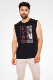 Hunter X Hunter Baskılı Unisex Siyah Kolsuz Tişört - Tshirt