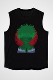 Hunter X Hunter Baskılı Unisex Siyah Kolsuz Tişört - Tshirt