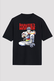 Hunter X Hunter Baskılı Unisex Siyah Oversize Tişört - Tshirt