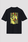 Hunter X Hunter Baskılı Unisex Siyah Oversize Tişört - Tshirt