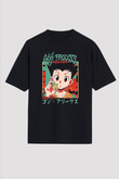 Hunter X Hunter Baskılı Unisex Siyah Oversize Tişört - Tshirt
