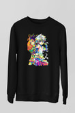 Hunter X Hunter Baskılı Unisex Siyah Sweatshirt