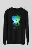 Hunter X Hunter Baskılı Unisex Siyah Sweatshirt