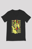 Hunter X Hunter Baskılı Unisex Siyah V Yaka Tişört - Tshirt