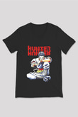 Hunter X Hunter Baskılı Unisex Siyah V Yaka Tişört - Tshirt