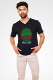 Hunter X Hunter Baskılı Unisex Siyah V Yaka Tişört - Tshirt