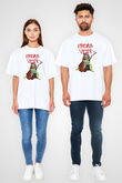Hydra Vein Baskılı Unisex Beyaz Oversize Tişört