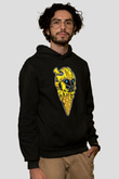 Ice Cream Bumble Bee Baskılı Unisex Siyah Hoodie