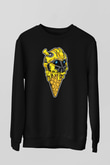 Ice Cream Bumble Bee Baskılı Unisex Siyah Sweatshirt