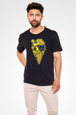 Ice Cream Bumble Bee Baskılı Unisex Siyah Tişört