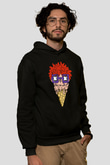 Ice Cream Rugrat Baskılı Unisex Siyah Hoodie