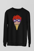 Ice Cream Rugrat Baskılı Unisex Siyah Sweatshirt