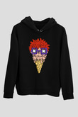 Ice Cream Rugrat Baskılı Unisex Siyah Hoodie
