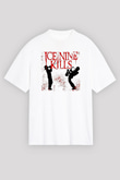 Ice Nine Kills Baskılı Beyaz Unisex Oversize Tişört - Tshirt