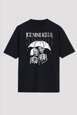 Ice Nine Kills Baskılı Unisex Siyah Oversize Tişört - Tshirt