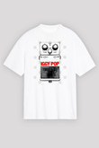 Iggy Pop Baskılı Beyaz Unisex Oversize Tişört - Tshirt