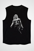 Iggy Pop Baskılı Unisex Siyah Kolsuz Tişört - Tshirt
