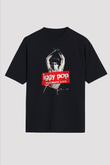Iggy Pop Baskılı Unisex Siyah Oversize Tişört - Tshirt