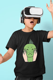 İguana Baskılı Unisex Siyah Çocuk Tişört - Tshirt