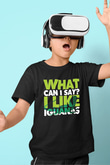 İguana Baskılı Unisex Siyah Çocuk Tişört - Tshirt