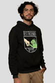 İguana Baskılı Unisex Siyah Hoodie