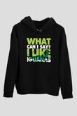 İguana Baskılı Unisex Siyah Hoodie