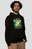 İguana Baskılı Unisex Siyah Hoodie