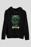 İguana Baskılı Unisex Siyah Hoodie