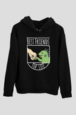 İguana Baskılı Unisex Siyah Hoodie