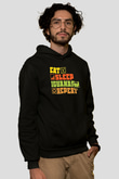İguana Baskılı Unisex Siyah Hoodie