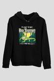 İguana Baskılı Unisex Siyah Hoodie