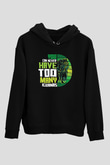 İguana Baskılı Unisex Siyah Hoodie
