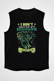 İguana Baskılı Unisex Siyah Kolsuz Tişört - Tshirt