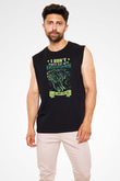 İguana Baskılı Unisex Siyah Kolsuz Tişört - Tshirt