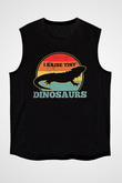 İguana Baskılı Unisex Siyah Kolsuz Tişört - Tshirt