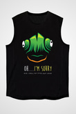 İguana Baskılı Unisex Siyah Kolsuz Tişört - Tshirt