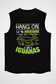 İguana Baskılı Unisex Siyah Kolsuz Tişört - Tshirt