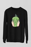 İguana Baskılı Unisex Siyah Sweatshirt