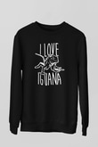 İguana Baskılı Unisex Siyah Sweatshirt