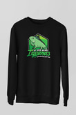 İguana Baskılı Unisex Siyah Sweatshirt