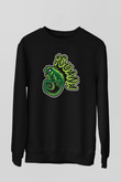 İguana Baskılı Unisex Siyah Sweatshirt