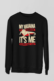 İguana Baskılı Unisex Siyah Sweatshirt