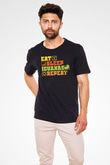 İguana Baskılı Unisex Siyah Tişört - Tshirt