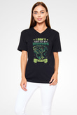 İguana Baskılı Unisex Siyah V Yaka Tişört - Tshirt