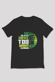İguana Baskılı Unisex Siyah V Yaka Tişört - Tshirt