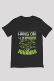 İguana Baskılı Unisex Siyah V Yaka Tişört - Tshirt