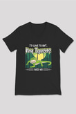 İguana Baskılı Unisex Siyah V Yaka Tişört - Tshirt