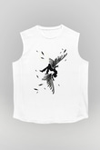 İkarus Baskılı Beyaz Unisex Kolsuz Tişört - Tshirt