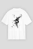 İkarus Baskılı Beyaz Unisex Oversize Tişört - Tshirt