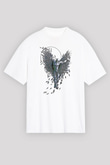 İkarus Baskılı Beyaz Unisex Oversize Tişört - Tshirt